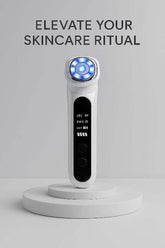 Premium 5-in-1 LED skin rejuvenation device on display with blue light feature.
