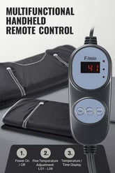 Multifunctional handheld remote control for adjusting temperature and time on VEVOR sauna blanket.