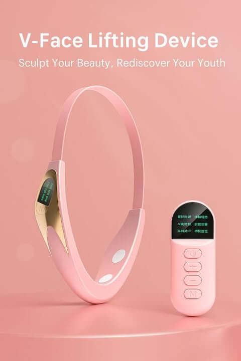 V-Face Lifting Device in pink, designed to sculpt beauty and rediscover youth.