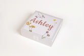 Lavender Luxury Gift Box adorned with flowers, personalized with the name Ashley, perfect for gifting and self-care.