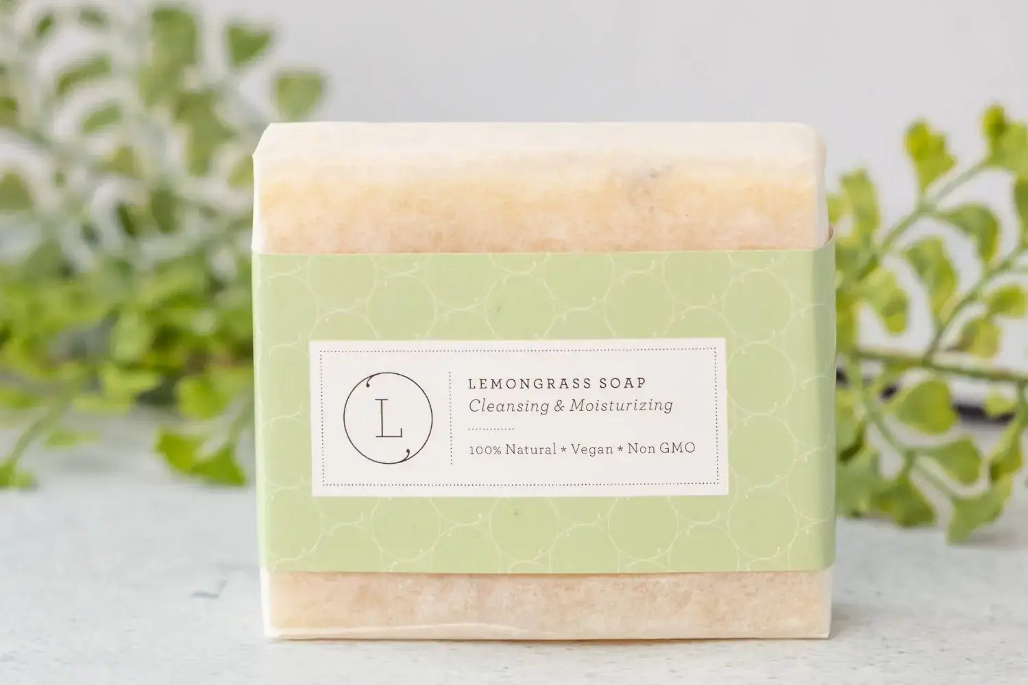 Natural lemongrass soap bar, handmade, vegan, 100% natural, eco-friendly skincare product.
